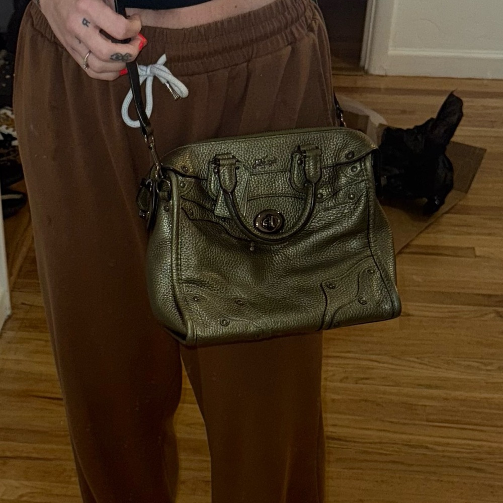 Authentic Metallic green Coach crossbody